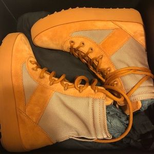 Yeezy burnt sienna nylon, suede boots